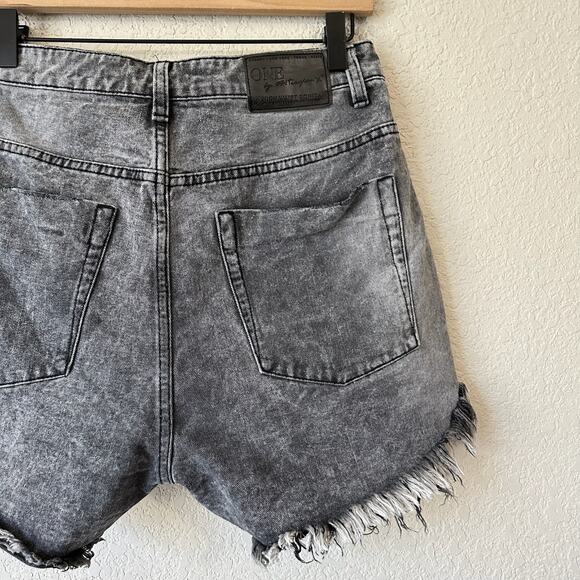 ONE x ONE TEASPOON Bonita Shorts Gray Slim Fit High Waisted Cut Off - Picture 5 of 12